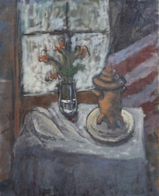 Vintage  American Modernist Still Life Original Oil Painting