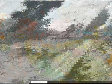 Vintage American Modernist Abstract Landscape Oil Painting (1 of 4)