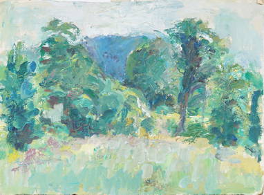 Vintage American Modernist Abstract Landscape Oil Painting (1 of 4)