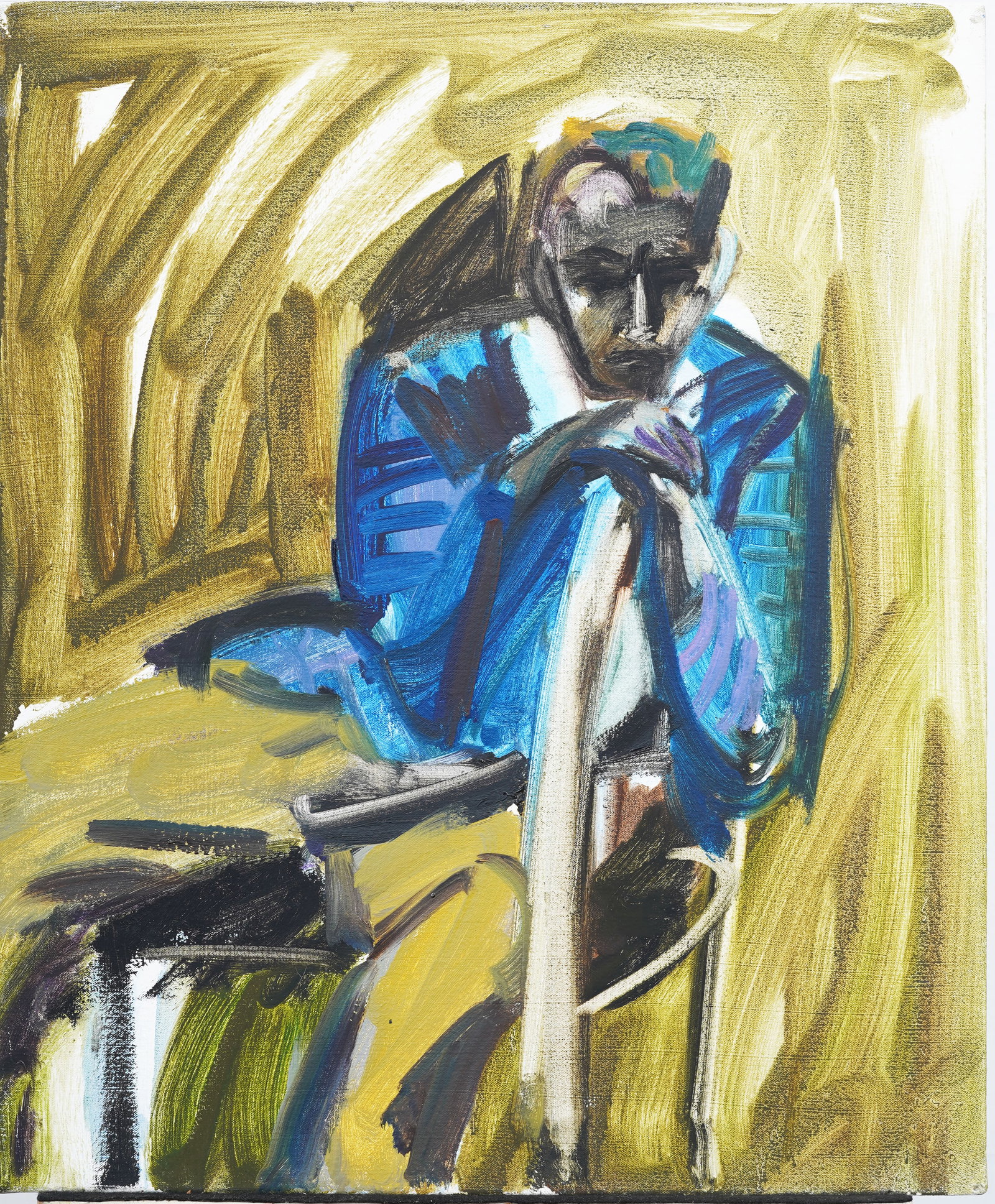 Vintage American Modernist Portrait Oil Painting: Antique American oil painting. Oil on canvas. Measuring 24 by 20. Please see all images for condition. Size is measured and written on the back of the painting. The first size is the overall size, the