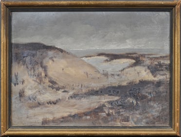 Antique American School Impressionist Beach Scene Framed New England Seascape Painting