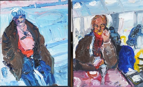 Pair of Figural Abstract Paintings