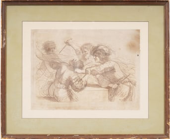 Francesco Bartolozzi Antique Italian Framed Print "The Stabbing on Amnan"