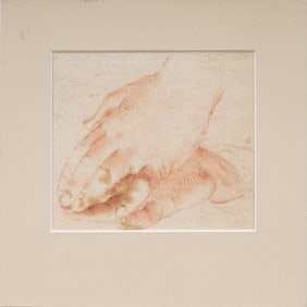 Antique Finely Executed Old Master Hand Study Drawing