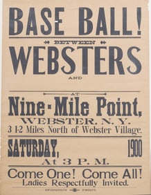 Antique Baseball Memorabilia 1900 Webster NY Historical Newspaper