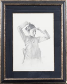Zhao Kailin (Born 1961) Important Chinese American Realist Young Woman Framed Portrait