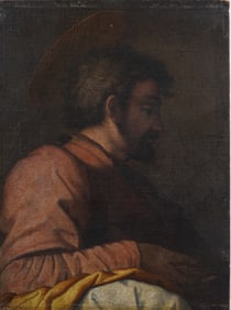 Antique Old Master Portrait European Young Man Study Oil Painting