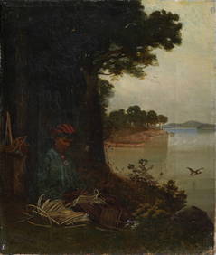 Charles Caleb Ward (1831 - 1896) "Weaving Baskets" Antique American School River Landscape Painting (1 of 5)