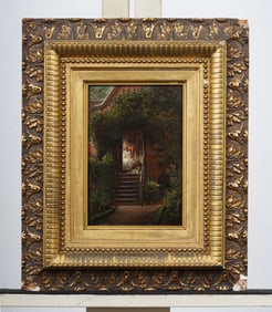 Edward Lamson Henry (1841 - 1919) Antique American Genre Scene "Mother Nursing" Oil Painting