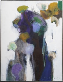 Antique American Large Signed Mid Century Modern Framed Abstract Oil Painting