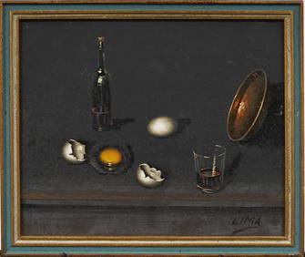 Vintage American School Miniature Kitchen Still Life Framed Signed Oil Painting (1 of 5)