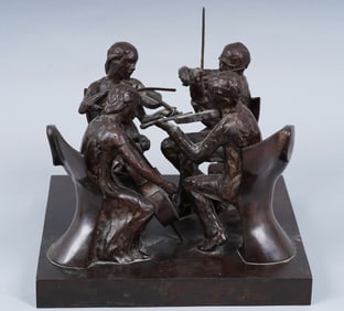 Antique American or European Musical Bronze Sculpture