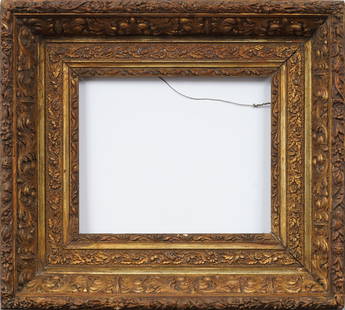 Antique American Gold Giltwood Oil Painting Frame: Antique American oil painting frame. Measuring 22 by 26 inches and 19.75 by 16.25. Please see all images for condition. Size is measured and written on the back of the painting. The first size is the