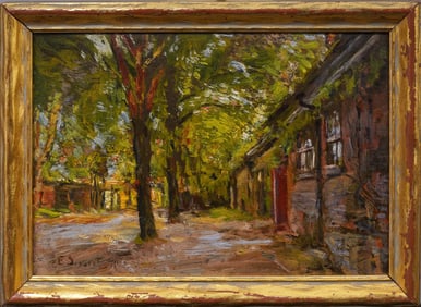 Important Finely Painted Signed Impressionist Landscape Framed Antique American Oil Painting
