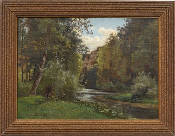Auguste Dandoy (1839 - 1893) Signed French Impressionist Barbizon School Landscape Oil Painting