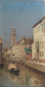 Antique Signed Italian Impressionist Venice Gondola Cityscape Detailed Oil Painting