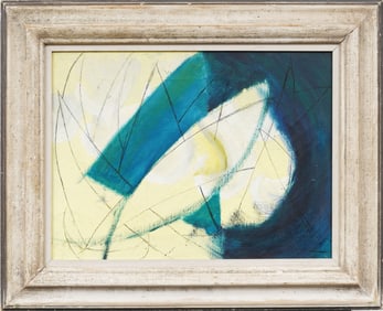 Vintage American School Modernist Abstract Framed Mid Century Oil Painting