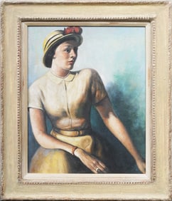 Circle of Guy Pene Du Bois (1884 - 1958) Antique American Modernist Woman Portrait Oil Painting