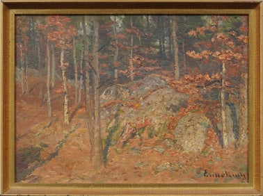 John Joseph Enneking (1841 - 1916) Antique American Fall Impressionist Landscape Oil Painting