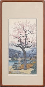 Toshi Yoshida (1911 - 1995) Antique Japanese Woodblock "Pine Tree of the Friendly Garden" Print