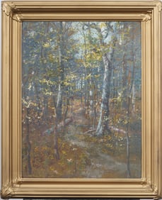 William McKendree Snyder (1848-1930) Antique American Impressionist Fall Forest Framed Painting