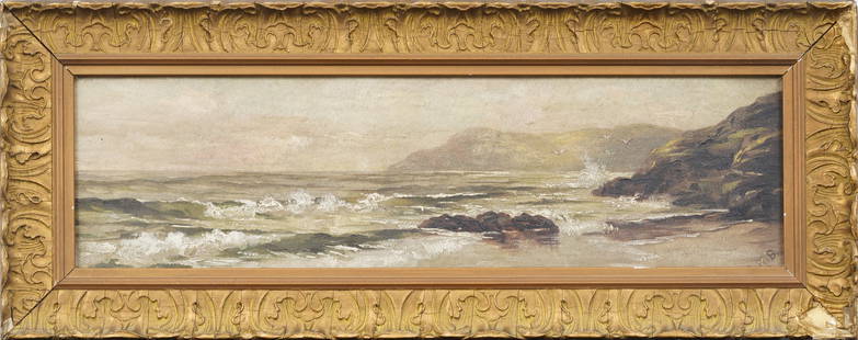 Edward Mitchell Bannister (1828-1901) Rhode Island Coastal Seascape Signed Oil Painting: Edward Mitchell Bannister (1828-1901) began his artistic career in Boston, painting for wealthy African American patrons in the city. He attended the Lowell Institute and settled in Providence, Rhode