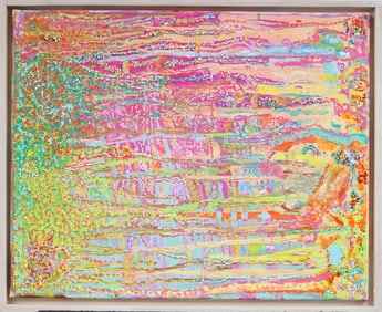 Jayne County (b. 1947) Neon Masterpiece Abstract Acrylic Painting by Living Queer Punk Icon