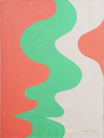 Eugenia Sumiye Okoshi (1921 - 2008) Antique Japanese American Abstract Signed Original Oil Painting