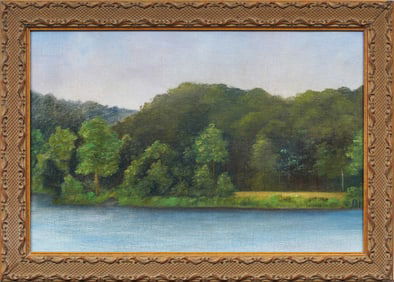 Signed Antique American School Impressionist Framed Landscape Original Oil Painting