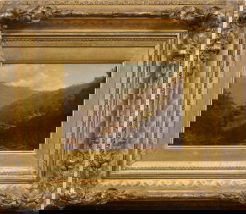 Important 1st Tier Antique American Hudson River School Landscape Framed Original Oil Painting: Antique American landscape oil painting. Oil on canvas. Framed. Measuring: 12 by 13 inches overall, and 5 by 6.75 painting alone. Please see all images for condition. Size is measured and written on t