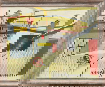 Charles Haymes (1928-2021) Vintage American Precisionist Cityscape Signed Framed Oil Painting