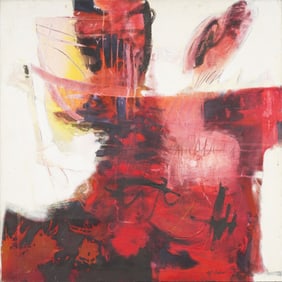 Vintage Nicely Painted American Modernist Abstract Expressionist Signed Oil Painting