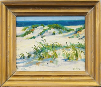 Charles Herbert Woodbury (1864 - 1940) Antique American Impressionist Beach Dune Oil Painting