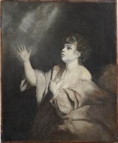 Cirlce Joshua Reynolds (1723 - 1792) "The Calling of Samuel" Antique English 18th Century Painting
