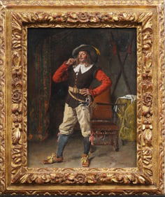ATTR Jean-Louis-Ernest Meissonier (1815 - 1891)Antique French Interior Portrait Oil Painting