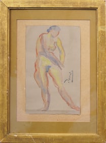 Andre Derain (1880 - 1954) Antique French Modernist Nude Woman Signed Framed Watercolor