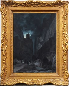 Thomas Moran (1837-1926) "Night Watch in Mt Seir" Powerful Religious Landscape Oil Painting