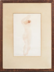 Auguste Rodin (1840 - 1917) Signed French Impressionist Nude Woman Original Watercolor Painting
