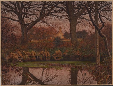William H Snape (1862 - 1904) Antique English Pre-Raphaelite Super Detailed River Oil Painting