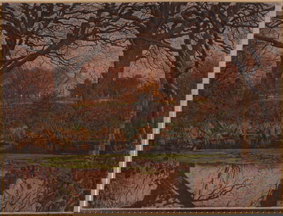 William H Snape (1862 - 1904) Antique English Pre-Raphaelite Super Detailed River Oil Painting: Antique English landscape oil painting by William H Snape (1862 - 1904). Oil on canvas. Signed. Measuring: 13.25 by 17 inches overall. Please see all images for condition. Size is measured and written