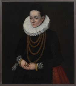 Lorenz Strauch (1554 - 1636) Antique German Old Master Portrait Fancy Jewlery Original Oil Painting