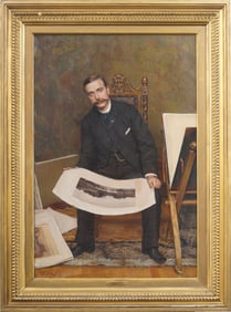 Alfred Bryan Wall (1861 - 1935) Antique American Super Realist Male Portrait Framed Oil Painting