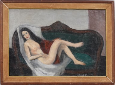 Signed 20th Century Modern Nude Original Oil Painting