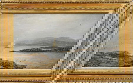 Charles Lodder (d. 1885) Antique British Sailboat Seascape Framed Oil Painting