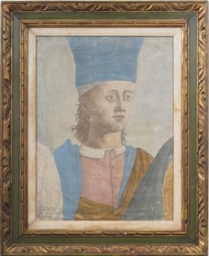 Old Master 18th Century Mixed Media Tempera On Paper Signed Portrait Painting