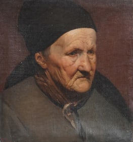 Antique European Finely Painted Realist Portrait Oil Painting