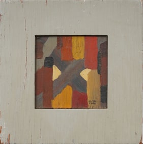 Antique American School Abstract Expressionist Signed Framed Oil Painting
