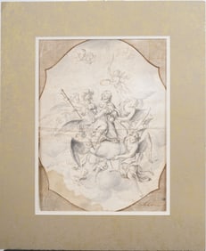 Johann Georg Edlinger (1741 - 1819) Antique German Old Master Gouache and Watercolor