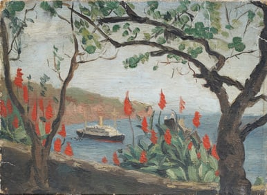 Antique European Impressionist Seascape Original Oil Painting