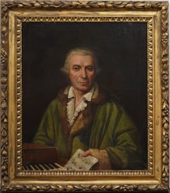 Important Early European Male Musical Composer Framed Piano Still Life Oil Painting